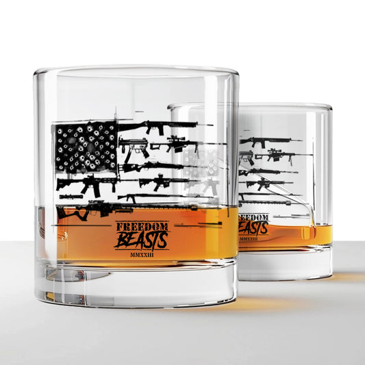 Flag Guns Rocks Glass Set